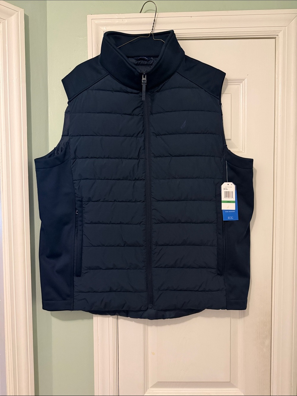 Men's Navy Quilted Zip-Front Vest